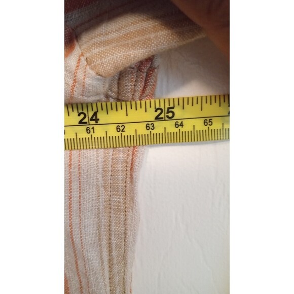 Tasso Elba Island Men's Coral and beige stripe Linen blend button down - Picture 6 of 6